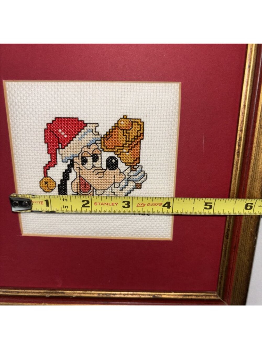 Disney CHRISTMAS Cross Stitch Matted Framed Mickey Donald Pluto And Chip N Dale - Picture 8 of 8
